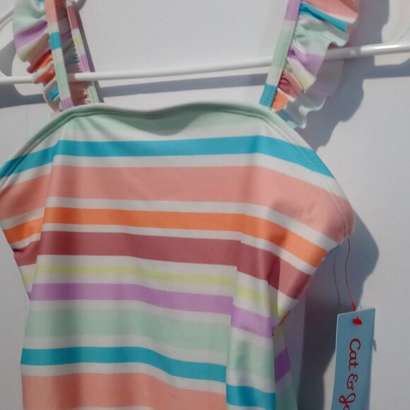 Cat & Jack Girls Multi Striped Swimsuit Size Medium (8) - Picture 3 of 6
